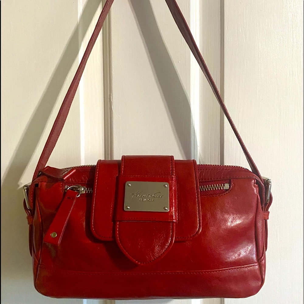 vintage Kenneth Cole red leather shoulder bag.